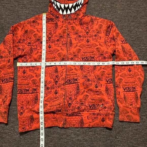 Vintage‎ Volcom Ryan Sheckler Orange All Over Print Monster Hoodie S Small - Picture 10 of 12